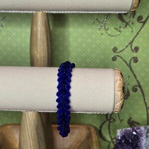 Japanese Seed Bead, Swarovski Crystal Bead, Cobalt/Sapphire Blue Bracelet